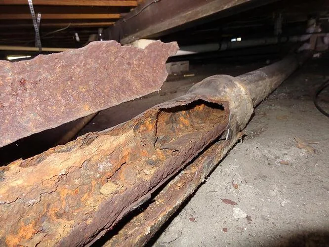 Destroyed Cast Iron Drain Pipe