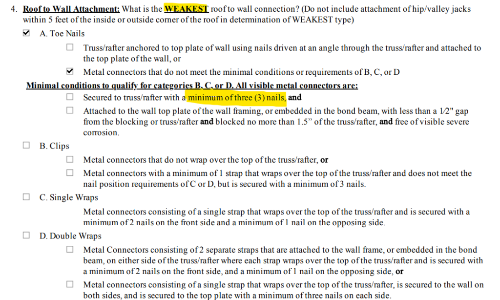 wind mitigation form minimal conditions