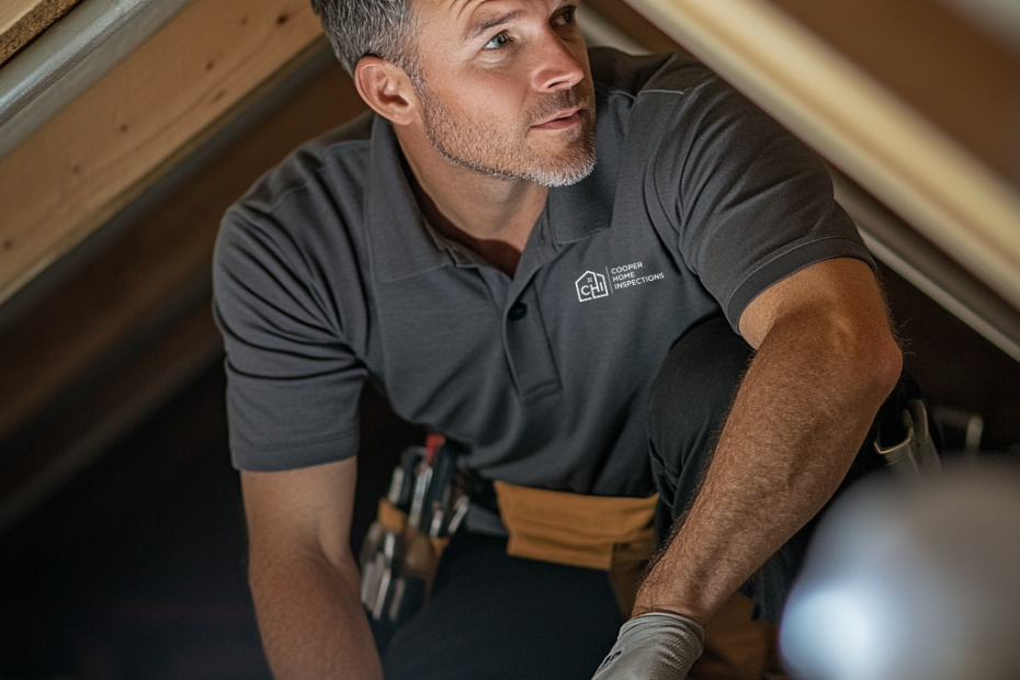 Home-Inspector-In-Attic-Cooper-Home-Inspections-Logo