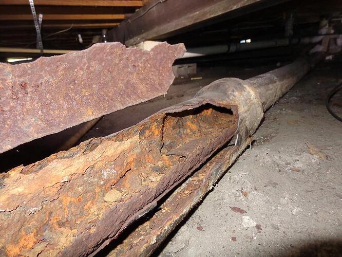 Destroyed Cast Iron Drain Pipe